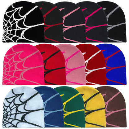 Spider Web Knit Beanie – Y2K Unisex Winter Hat