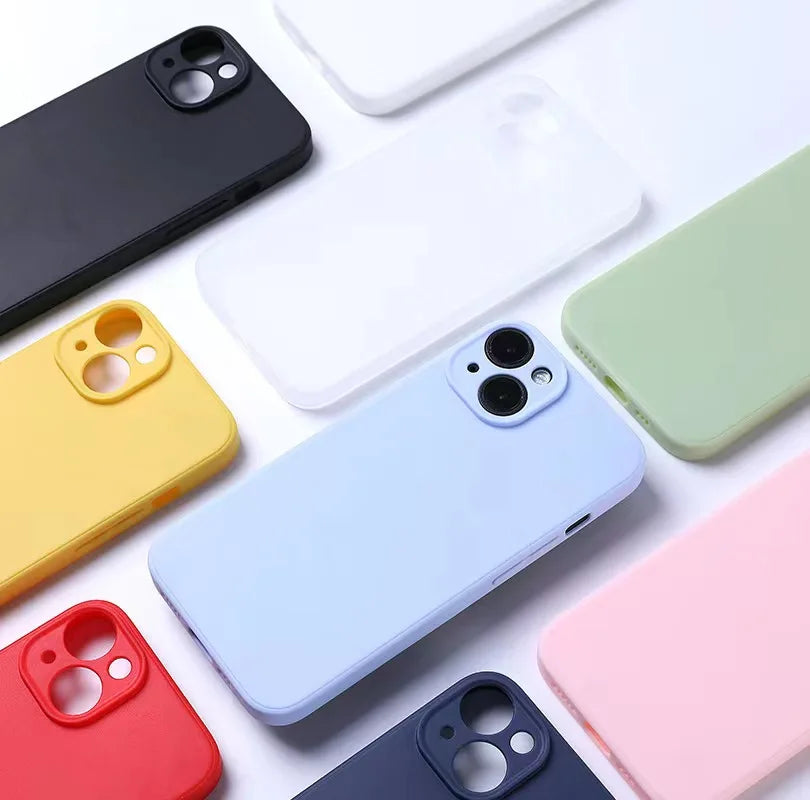 Luxury Liquid Silicone Phone Case Iphone 13 Mini 14 15 Pro Max Plus Candy Color Soft Back Cover