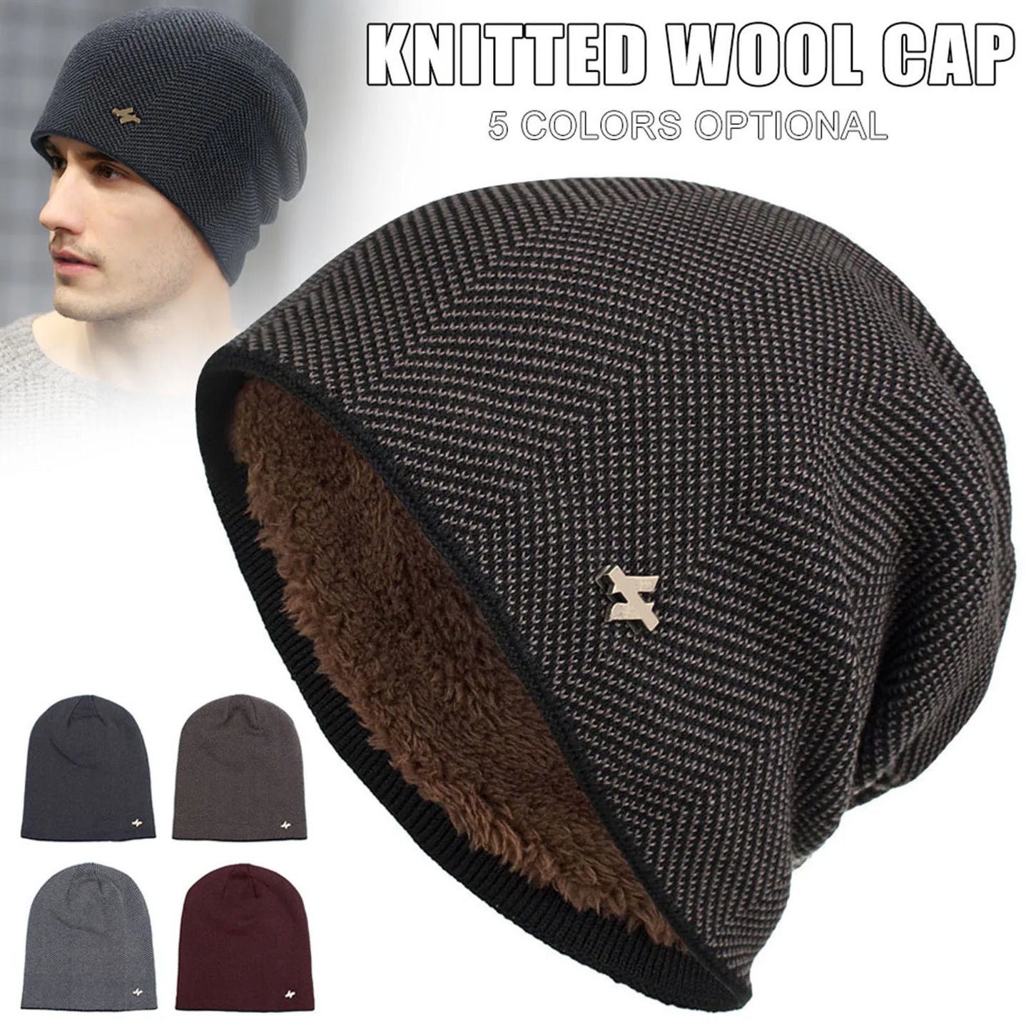 Fleece-Lined Knit Beanie – Warm Winter Hat for Men & Women