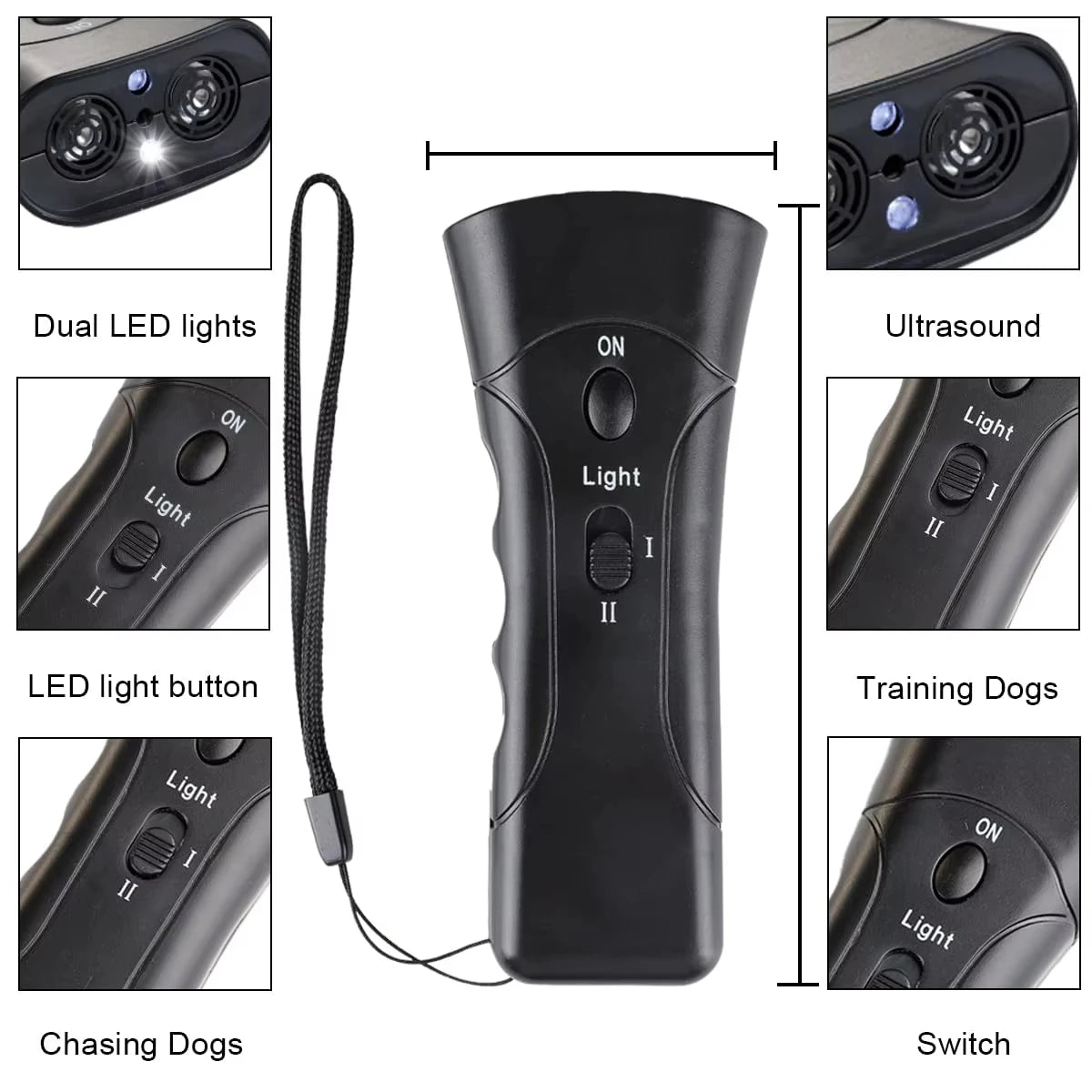Ultrasonic Dog Bark Deterrent & Trainer with LED Light