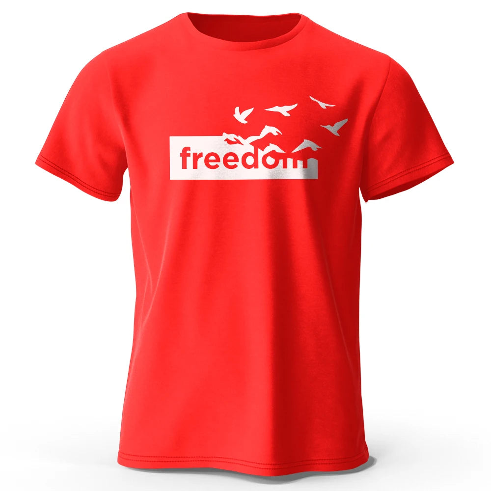 Freedom Letter Graphic T Shirt Oversized Cotton Tee