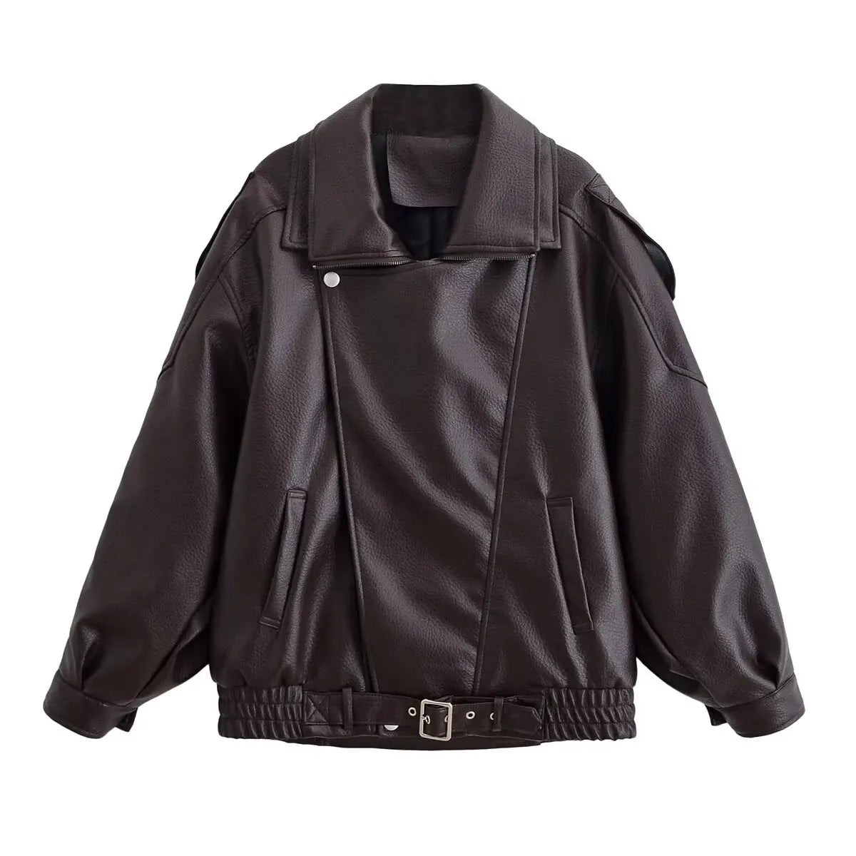 Women's Oversized Faux Leather Moto Jacket