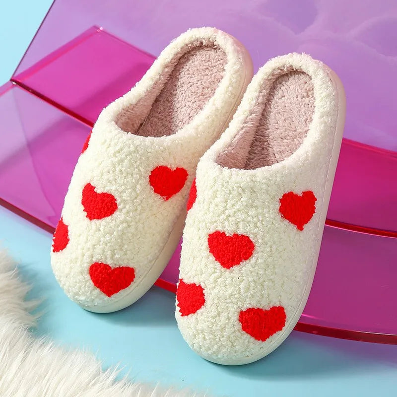 Ladies Soft Sole Slippers Winter Warm Anti-Slip Home Comfortable Poop Texture Women - Soft