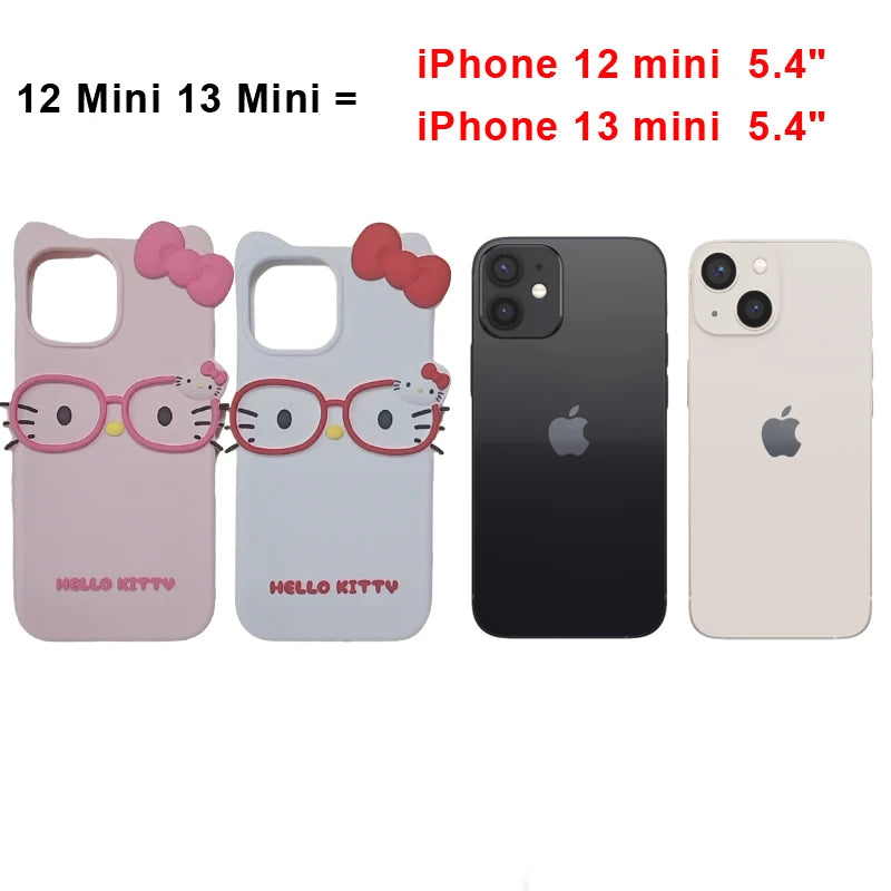 3d Glasses Cat Silicone Phone Case Iphone 17 Pro Max 16 15 Plus 14 13 Mini 12 11 4 4s 5 5s 7 8 Se
