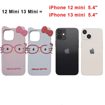 3d Glasses Cat Silicone Phone Case Iphone 17 Pro Max 16 15 Plus 14 13 Mini 12 11 4 4s 5 5s 7 8 Se