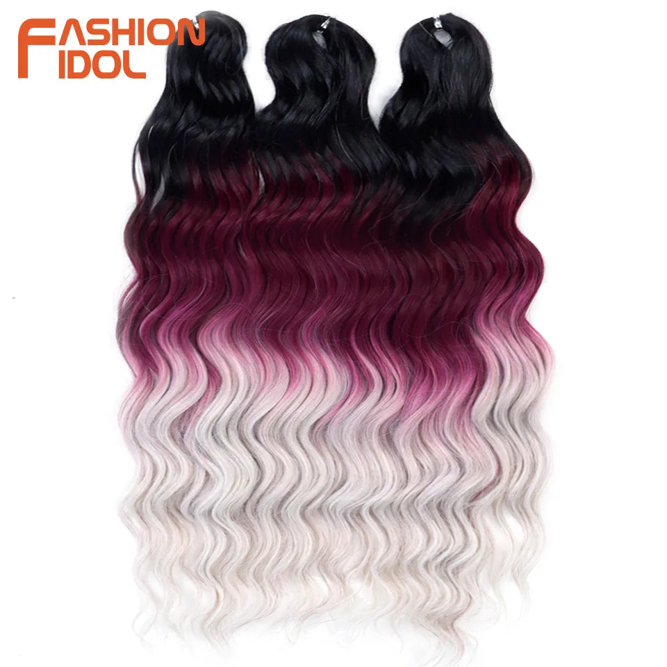 Anna 24 Inch Synthetic Hair Water Wave Braiding Extensions Ombre Blonde Deep Afro Curl Twist Crochet
