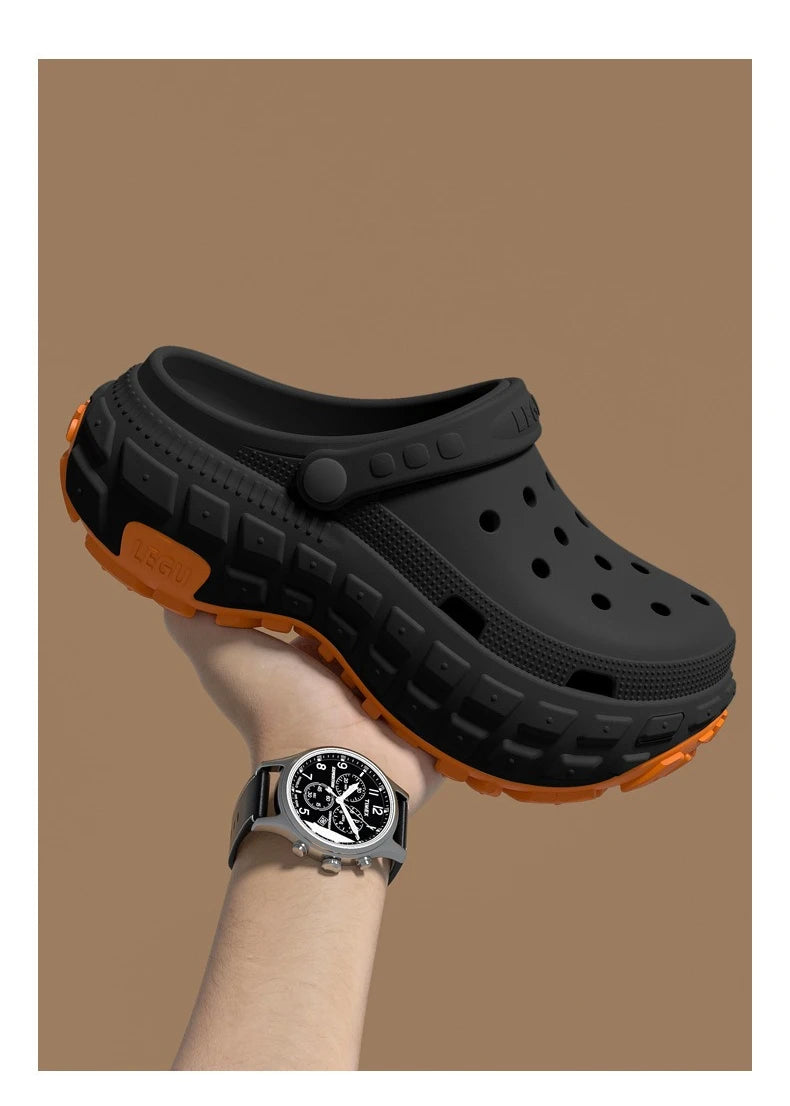 Men's Thick-Sole Perforated Clogs – Non-Slip Summer Sandals