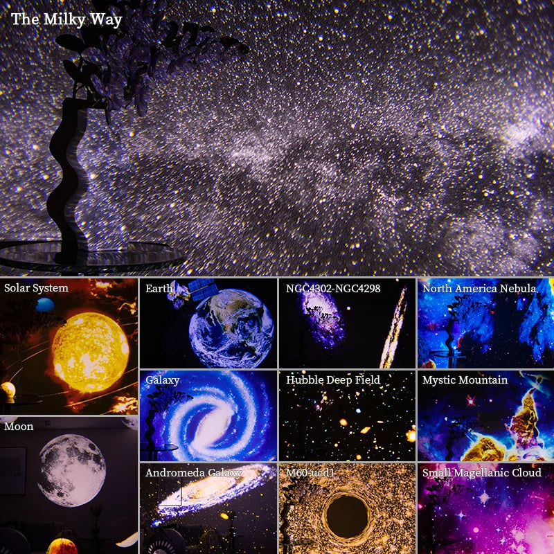 Night Light Galaxy Projector Starry Sky Rotate Planetarium Lamp Room Decoration Holiday Gifts