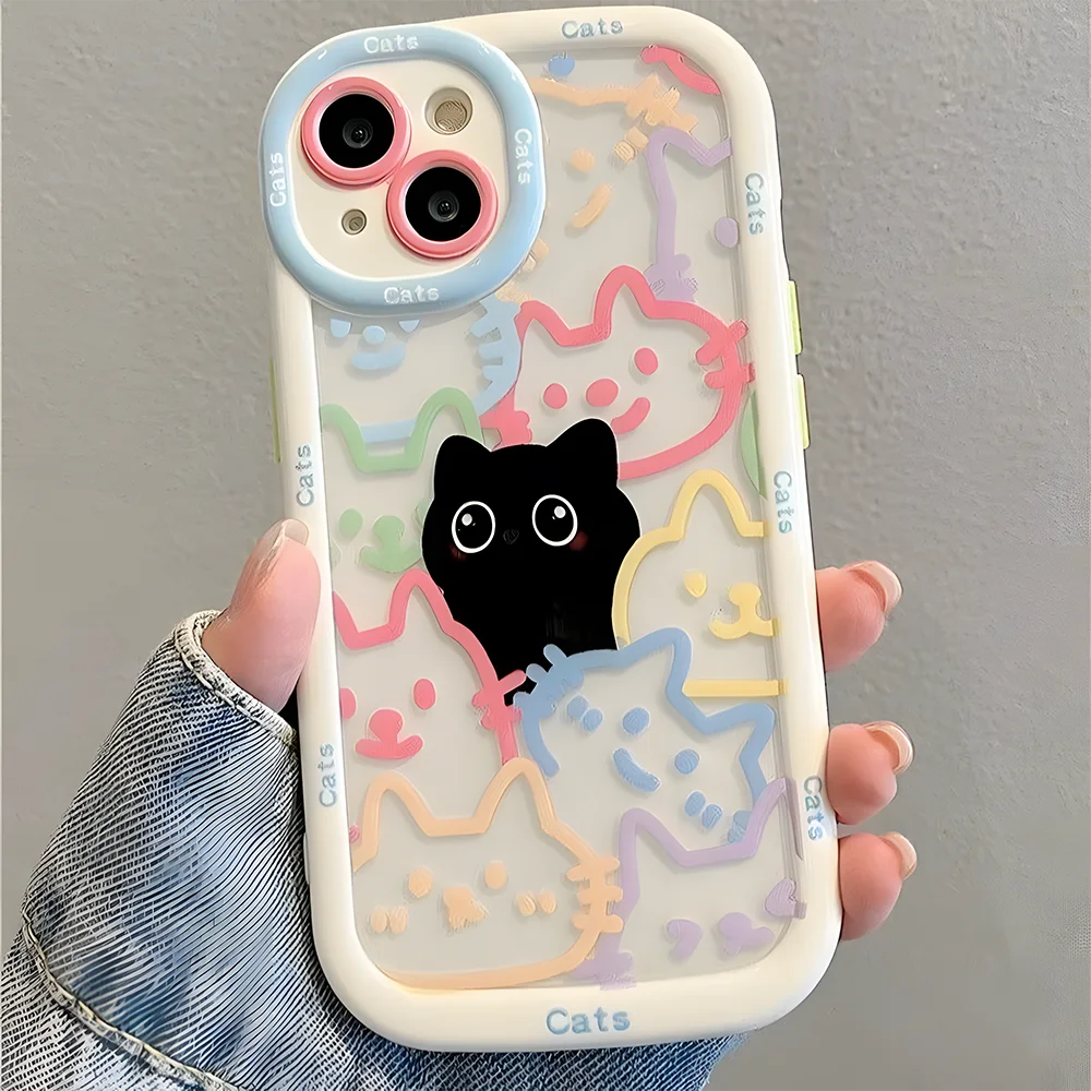 Cut Cat Aninal Phone Case Iphone 15 Funda 16 17 Pro Max 11 13 14 12 7 8 Plus Se 2020 Air 17promax