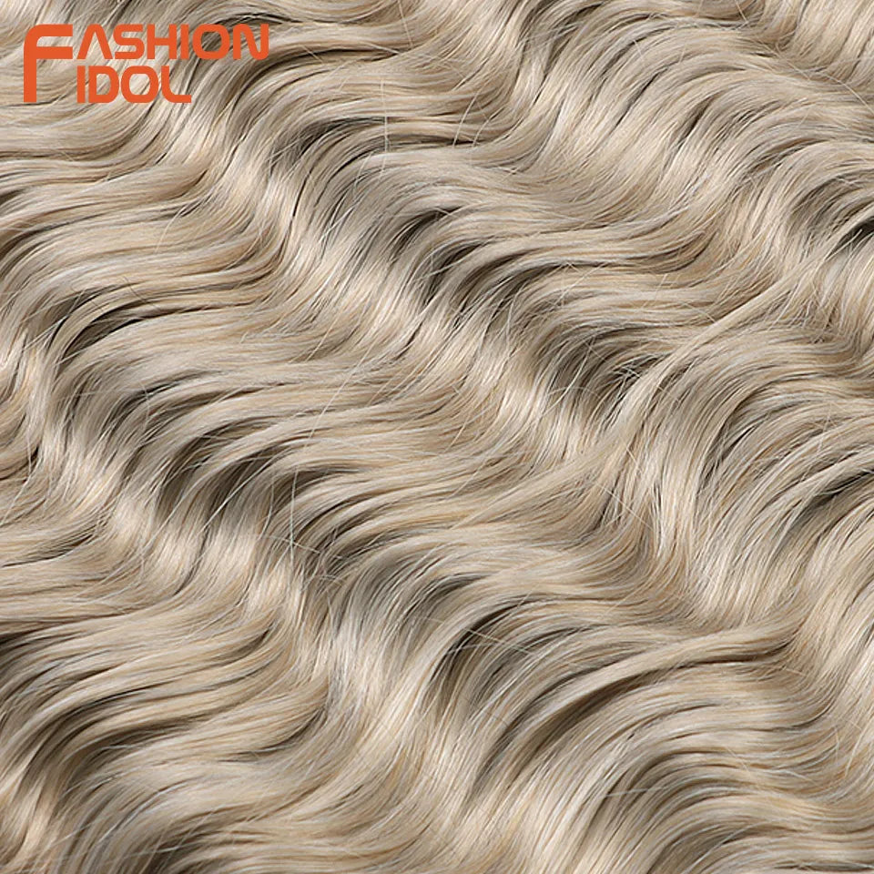 Anna 24 Inch Synthetic Hair Water Wave Braiding Extensions Ombre Blonde Deep Afro Curl Twist Crochet