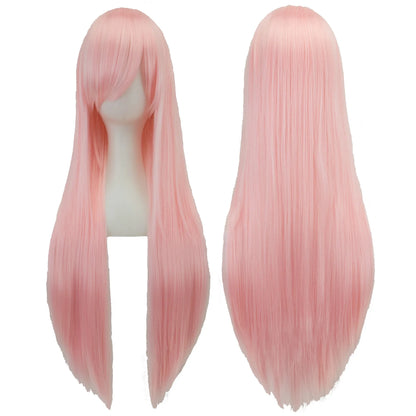 Soowee Long Synthetic Hair White Purple Cosplay Wigs Party Black Straight Wig Hairpiece Women