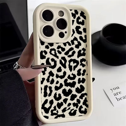 Black Leopard Print Pattern Silicone Phone Case Iphone 17 11 12 13 14 15 16 Pro Max 16e X Xs Xr 7 8