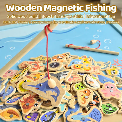 Wooden Magnetic Fishing Toy – Montessori Ocean Learning Game for Kids