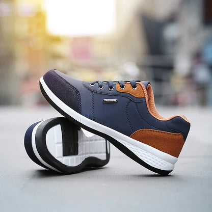 Men's Waterproof Leather Sneakers – Non-Slip Casual Walking Shoes