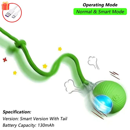 Interactive Cat Ball Toy – Automatic Rolling Ball with Plush Cover & Tail