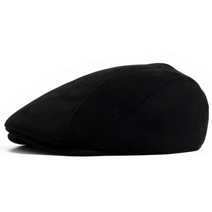 Suede Flat Cap Newsboy Beret – Unisex Vintage Hat