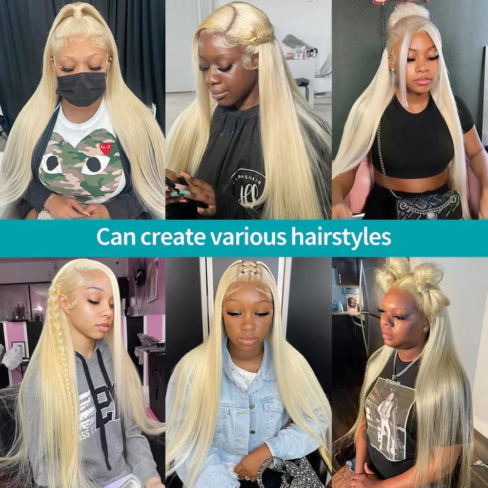 613 Blonde Straight Human Hair Wig – 13x6 & 13x7 HD Lace Front, 150%–200% Density