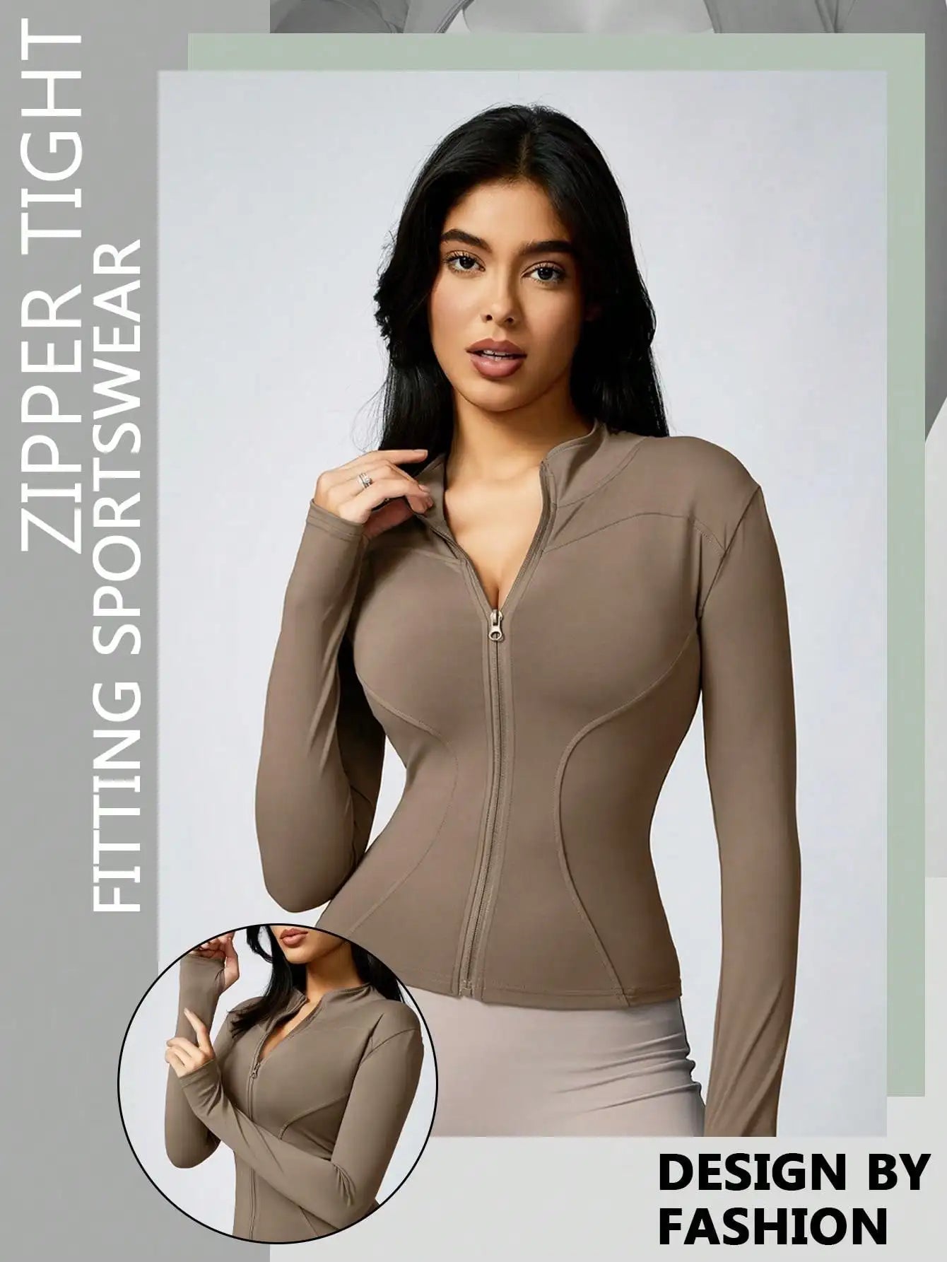 Women's Zip-Up Sports Jacket – Slim Fit Athletic Top