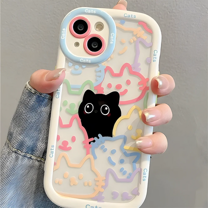 Cut Cat Aninal Phone Case Iphone 15 Funda 16 17 Pro Max 11 13 14 12 7 8 Plus Se 2020 Air 17promax