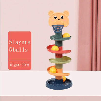 Montessori Rolling Ball Tower Baby Toy – Stacking Activity for Ages 1-3