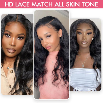 Body Wave Human Hair Lace Front Wig – 13x4 & 13x6, 180%/220% Density