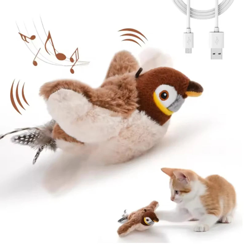 Interactive Bird Cat Toy – Rechargeable Chirping & Flapping Plush