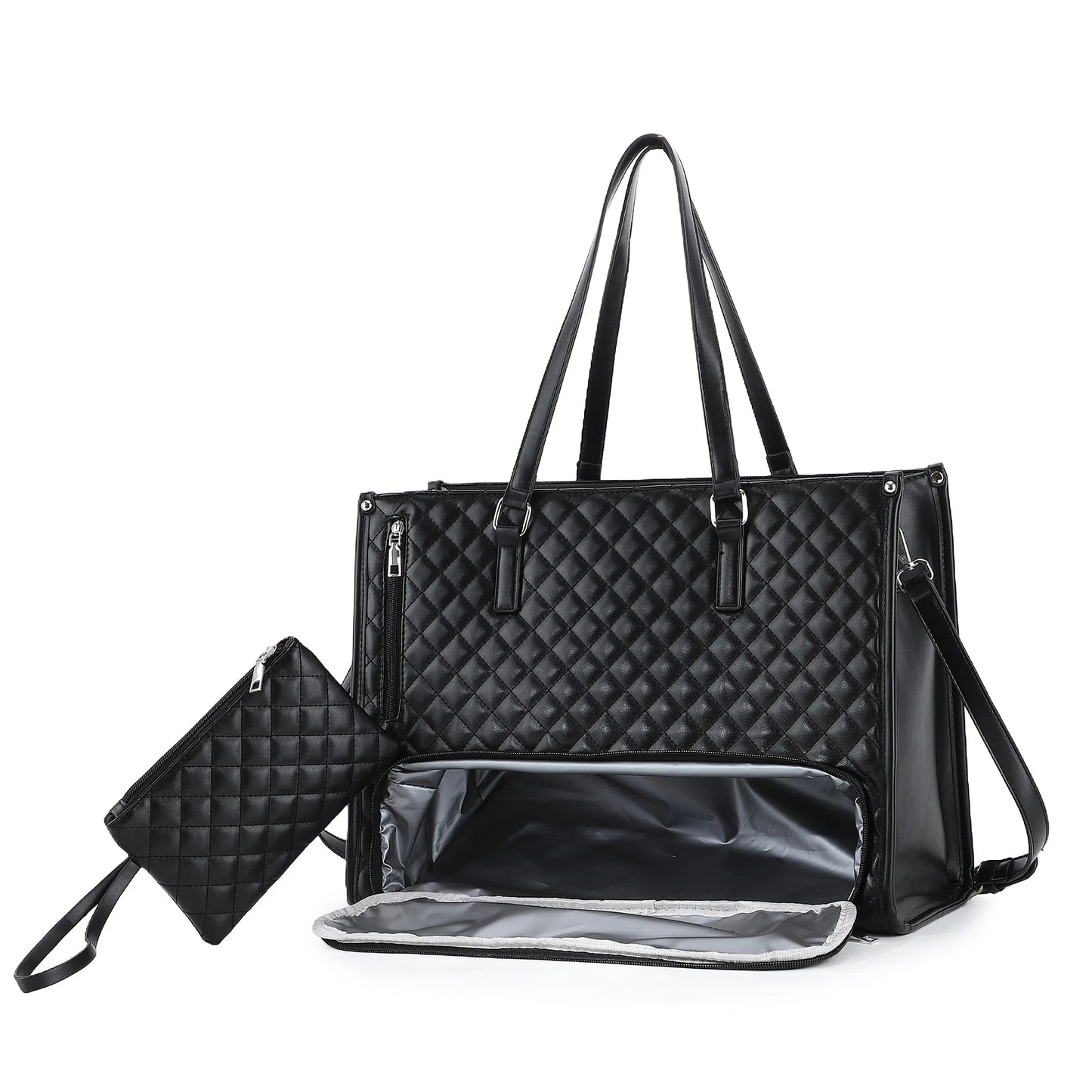 Insulated Lunch Tote Bag for Women – Quilted PU Leather