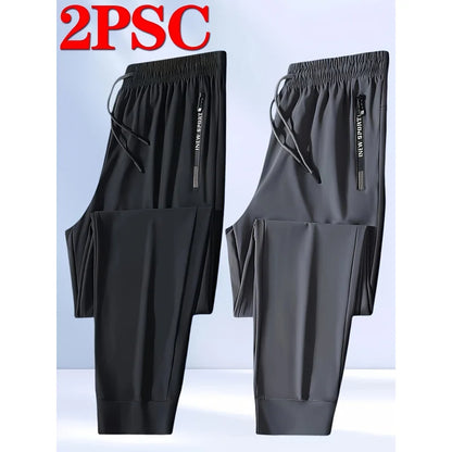 2-Pack Men's Jogger Pants – Stretch Quick-Dry Sweatpants with Zip Pockets