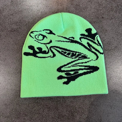 Tree Frog Print Beanie – Unisex Stretchy Knit Skull Cap