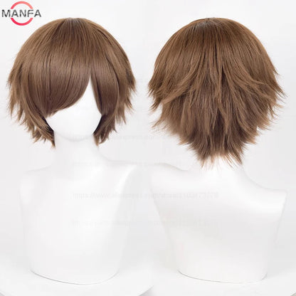 Anime 30cm Short Straight Cosplay Wig Black White Green Brown Purple Blue Gray Red Gold Man Women