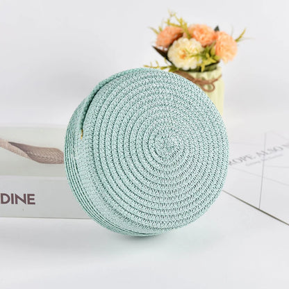 Round Straw Crossbody Bag – Handwoven Rattan Beach Bag for Women