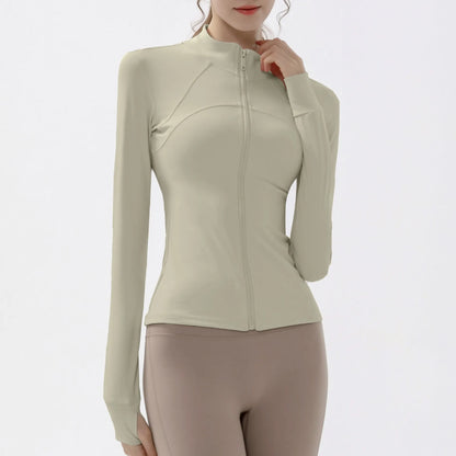 Women's Quick-Dry Sports Jacket – Long Sleeve Zip-Up Gym Coat