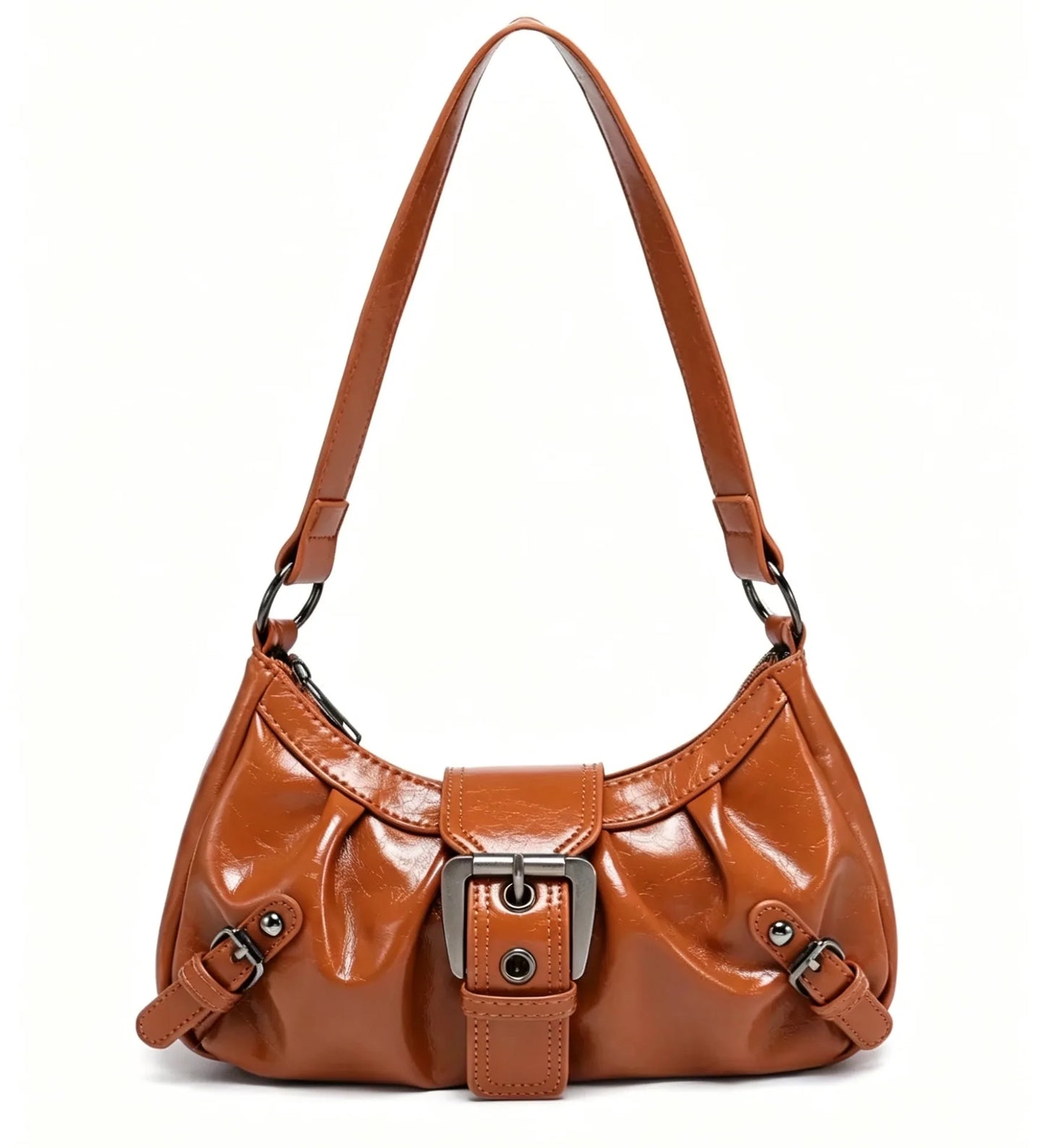 Retro Y2K Leather Shoulder Bag Women's Vintage Hobo Purse