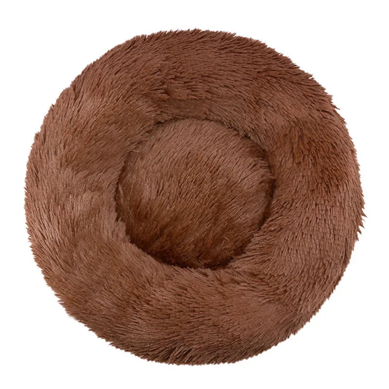 Round Plush Pet Bed – Super Soft Donut Bed for Dogs & Cats