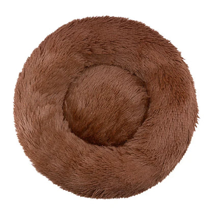 Round Plush Pet Bed – Super Soft Donut Bed for Dogs & Cats