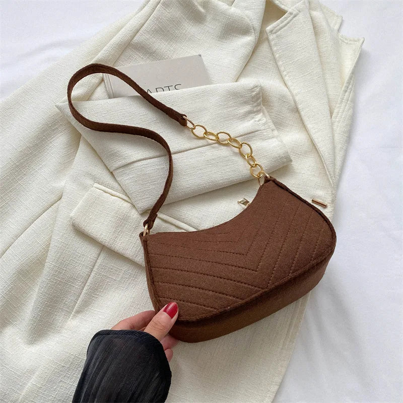 Women's Crescent Shoulder Bag – Mini Felt Underarm Purse