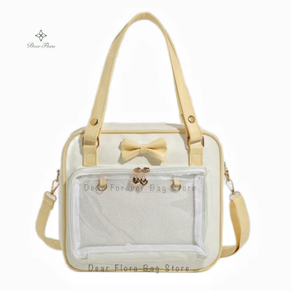 Cute Bow Ita Bag – Transparent DIY Badge Crossbody