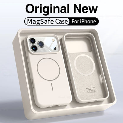Magnetic Original Liquid Silicone Case Iphone 12 13 14 15 16 17 Pro Max Magsafe Cases Air Phone Back