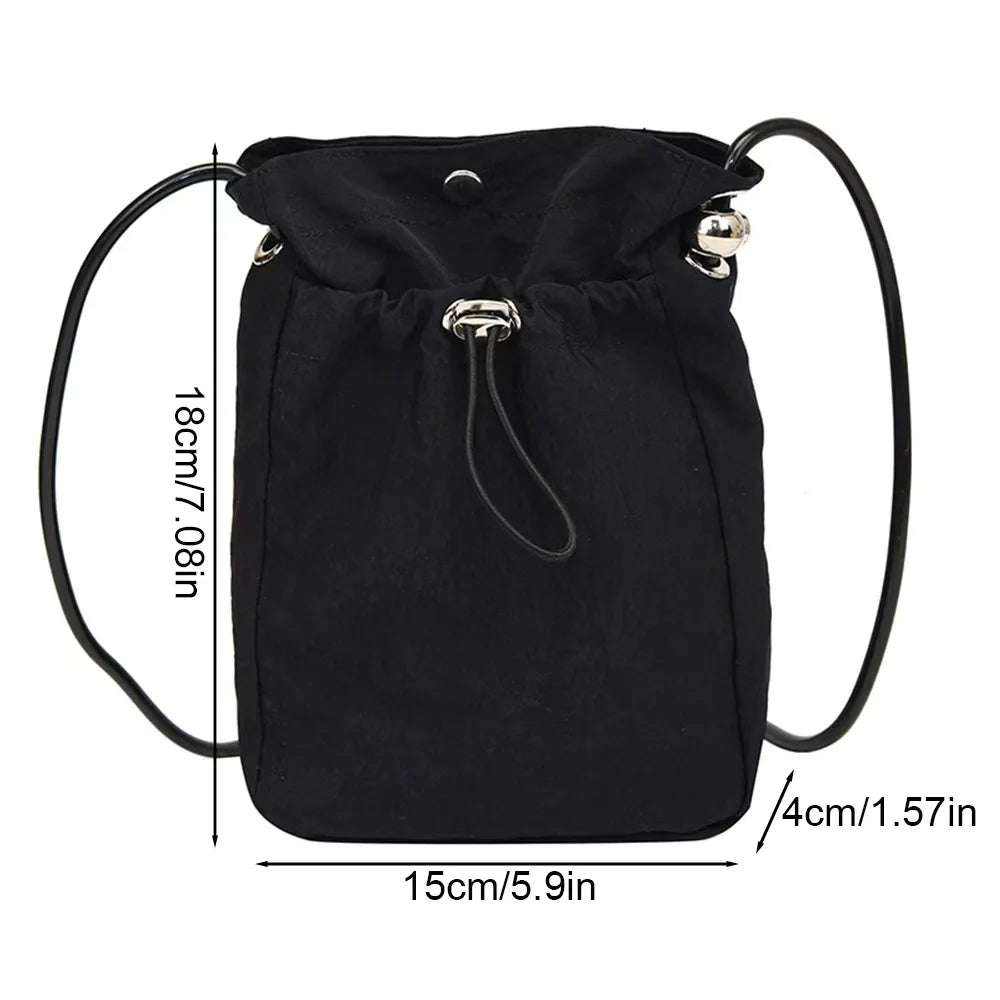 Mini Nylon Crossbody Bag – Drawstring Phone Wallet & Shoulder Purse