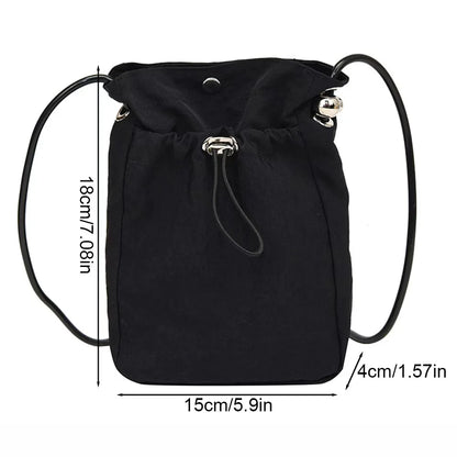 Mini Nylon Crossbody Bag – Drawstring Phone Wallet & Shoulder Purse