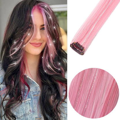 Clip Hair Extensions 6pcs Pack Colored Party Highlights 22 Inches Multi-Colors Straight Hair