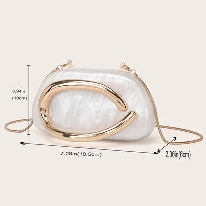 Luxury Evening Clutch Bag – Gold Metal Handle Wedding & Party Purse