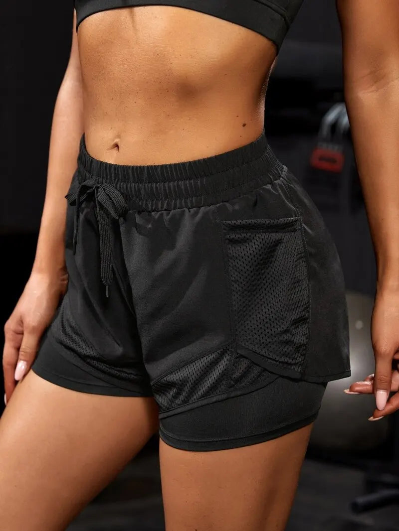 2-in-1 Women's Running Shorts with Pockets & Built-In Liner
