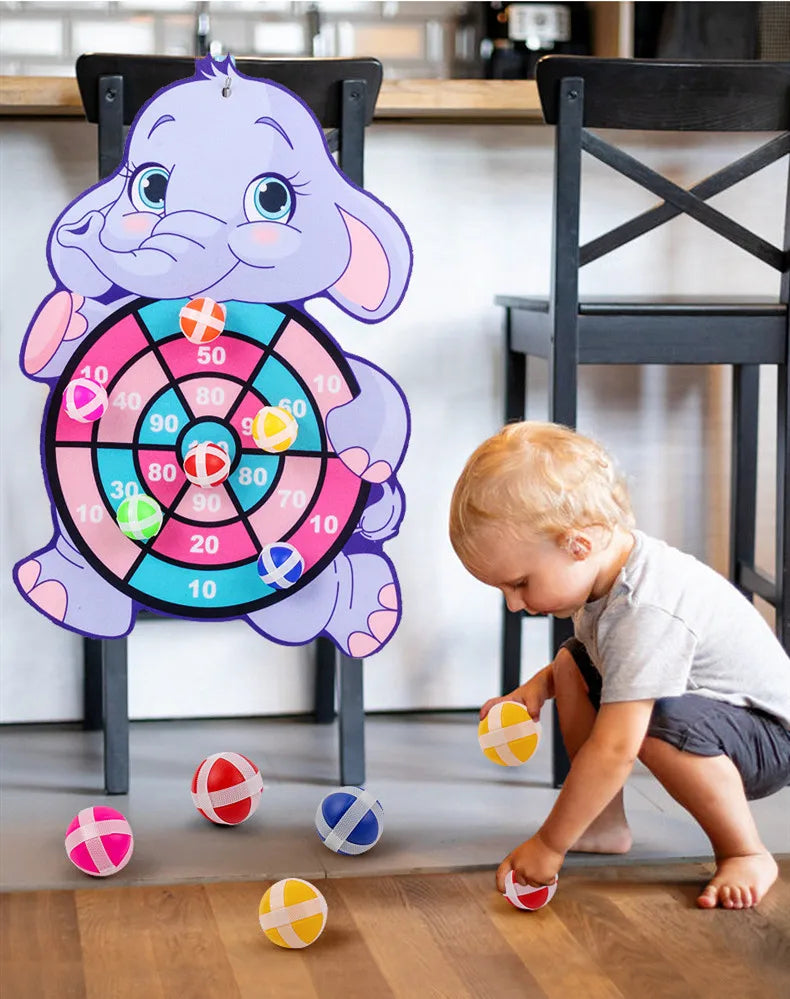 Kids Cartoon Animal Dart Board with Sticky Balls – Safe Indoor Toy
