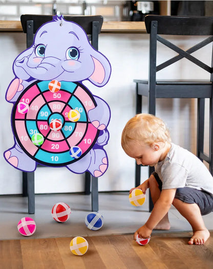 Kids Cartoon Animal Dart Board with Sticky Balls – Safe Indoor Toy