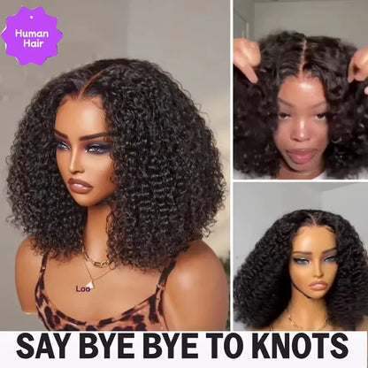 250density Glueless Short Bob Wig 10 Inch Deep Wave Lace Front Wigs Human Hair 5x5 Ready Wear