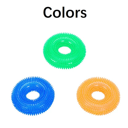 Squeaky Dog Chew Ring Toy – Bite-Resistant Teeth Cleaner