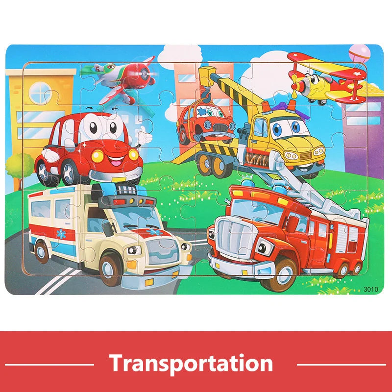 Wooden Cartoon Animal Puzzle for Kids – 30 Pieces Montessori Toy