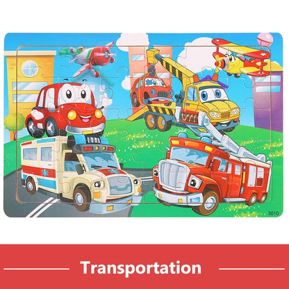 Wooden Cartoon Animal Puzzle for Kids – 30 Pieces Montessori Toy