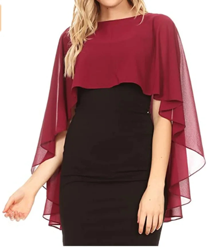 Chiffon Bridal Cape Wrap for Women